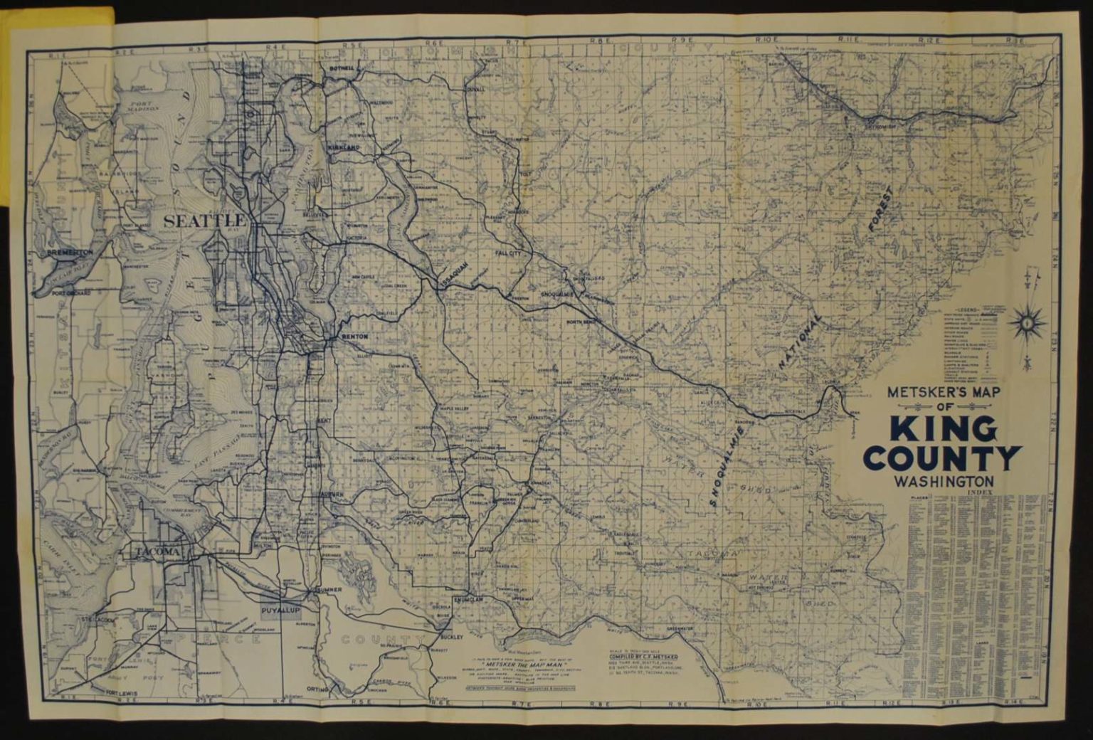 King County, Washington circa 1940’s Kroll Antique Maps