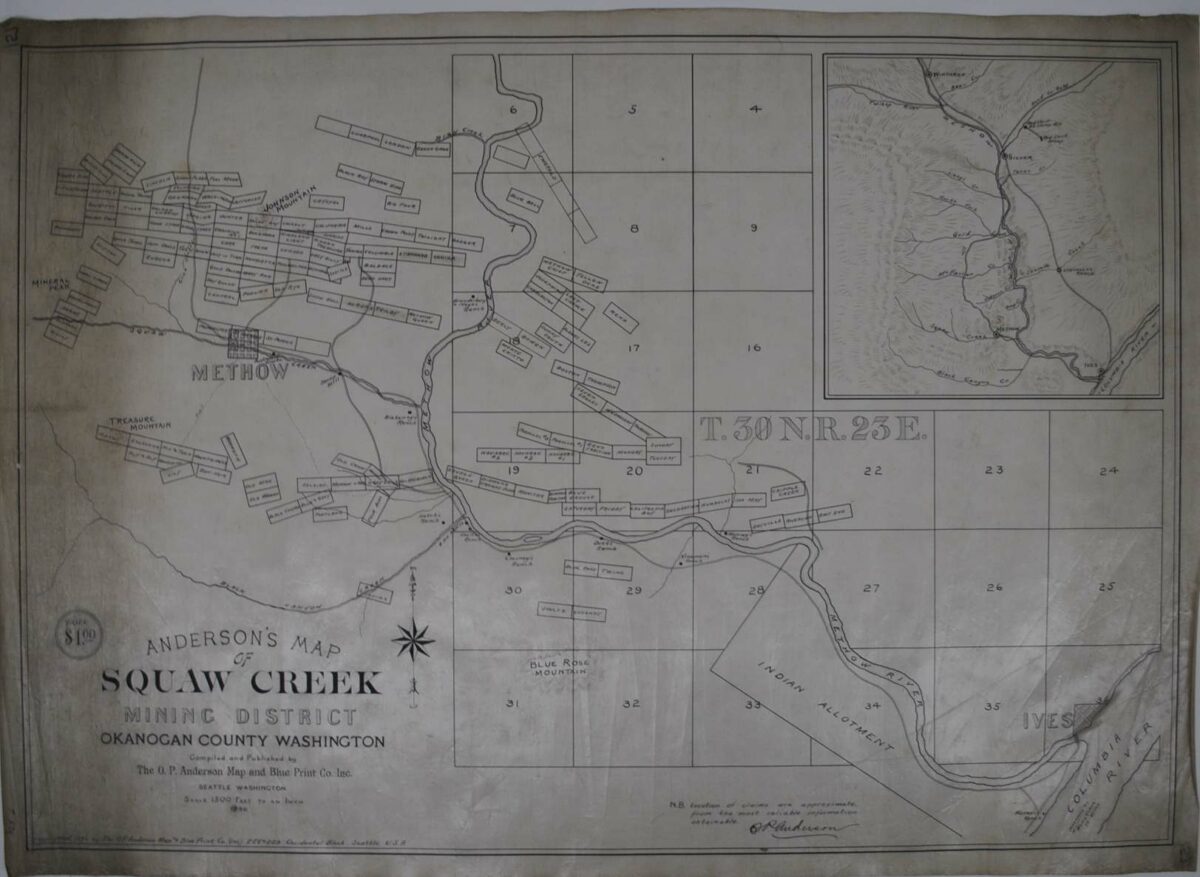 Squaw Creek, Washington Mining Map 1896