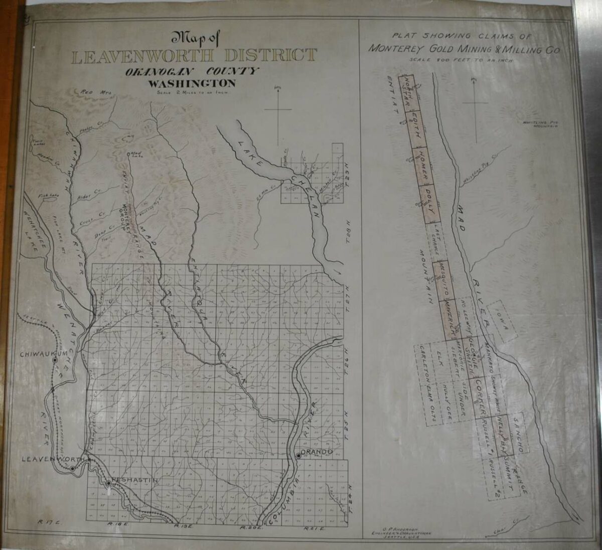 Leavenworth, Washington Mining Map circa 1890's
