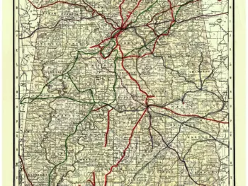 Alabama Railroad Map, 1888 Alabama Map, 1888 — historical map reproduction