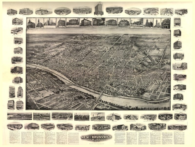 New Brunswick New Jersey 1910 Kroll Antique Maps