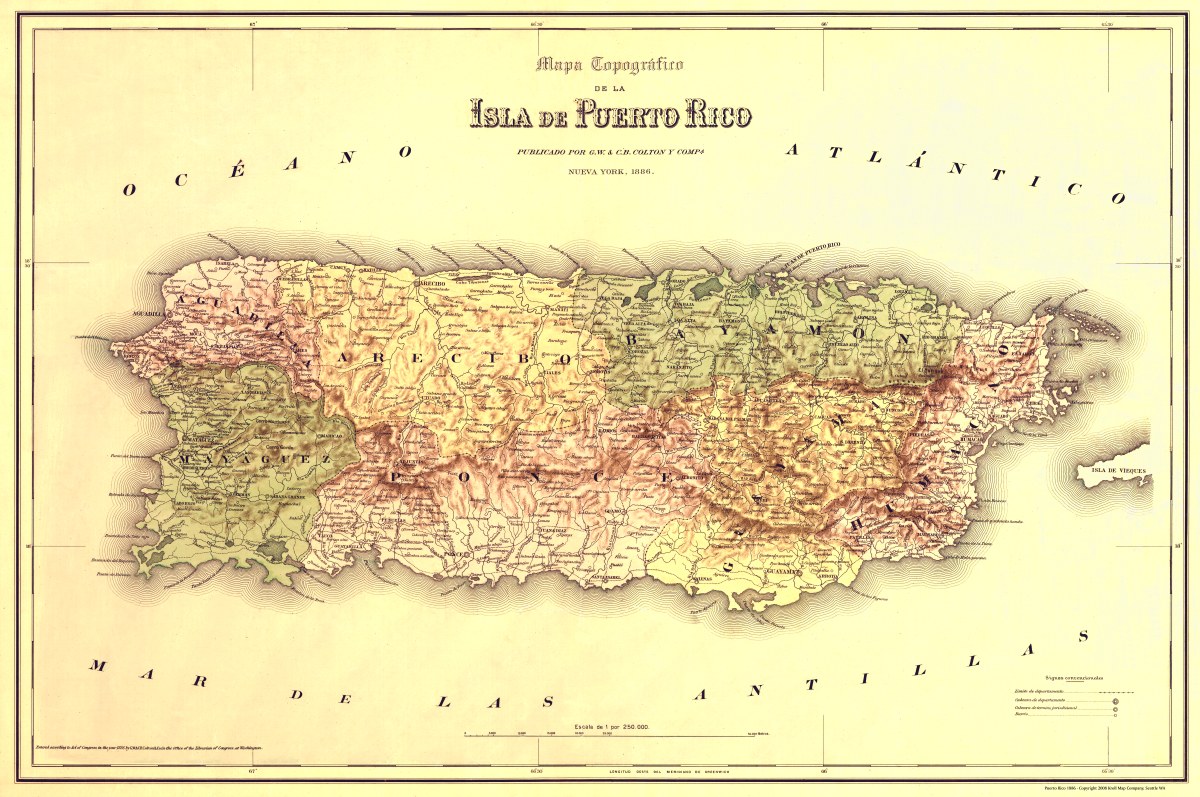 Puerto Rico 1886 Kroll Antique Maps