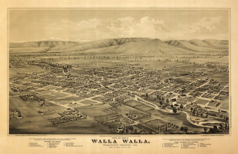 Walla Walla Washington 1876 Kroll Antique Maps